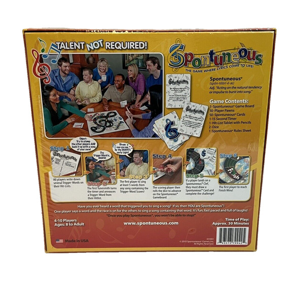 Spontuneous - The Song Game - Sing It or Shout It- Board Game Brand New Sealed - Picture 2 of 3